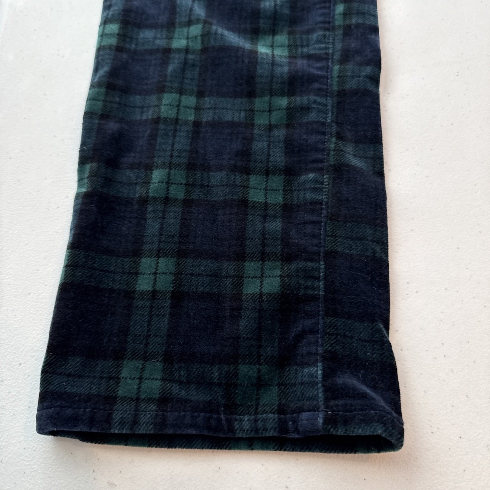 Talbots Sz 12 | Velveteen Straight Leg Tartan Plaid Ankle Pants Black Green - Picture 3 of 16